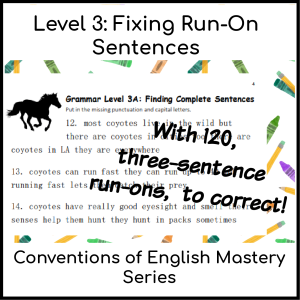 Grammar & Complete Sentences Intervention Workbook Level 3: Fixing Run-On Sentences