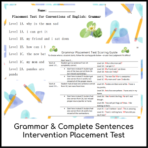 Intervention Placement Test Packet